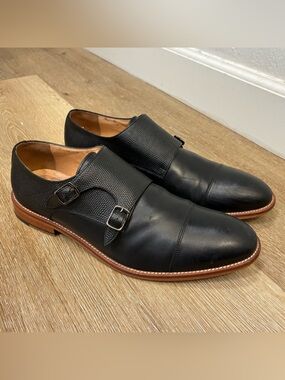 Warfield & Grand Double Monk Strap Dress Shoes Black Leather Men's US
9